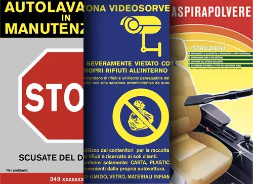 Adesivi per ricambi, personalizzazione o manutenzione delle gettoniere di un autolavaggio