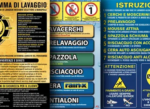 Adesivi per ricambi, personalizzazione o manutenzione delle gettoniere di un autolavaggio