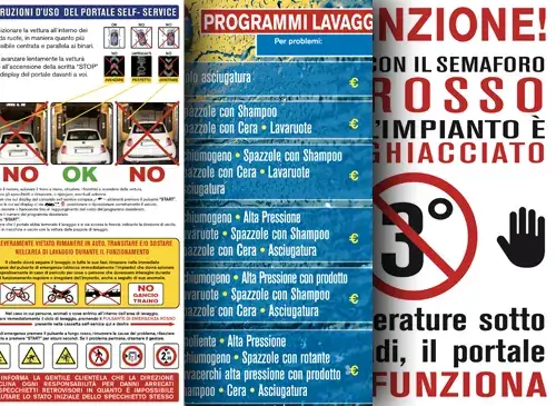 Adesivi per ricambi, personalizzazione o manutenzione delle gettoniere di un autolavaggio