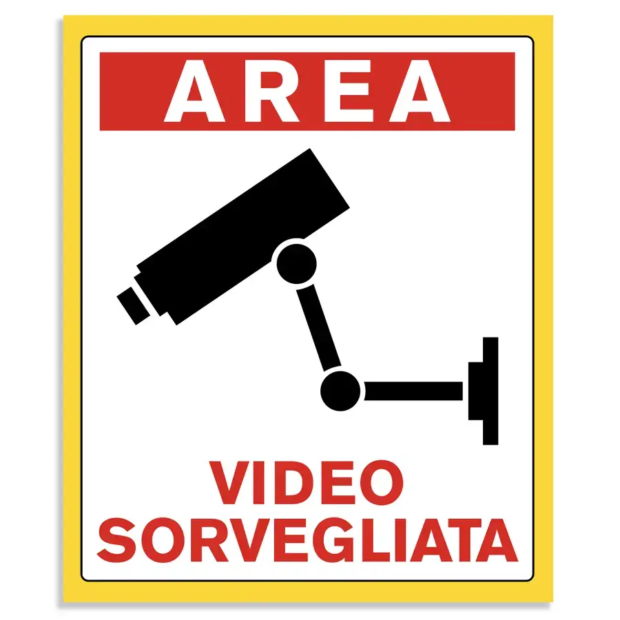 Adesivo o cartello per segnalare che l’area è videosorvegliata