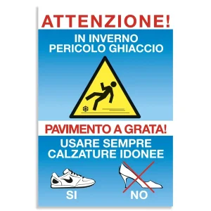 Cartello o adesivo per segnalare la possibile presenza di ghiaccio in inverno