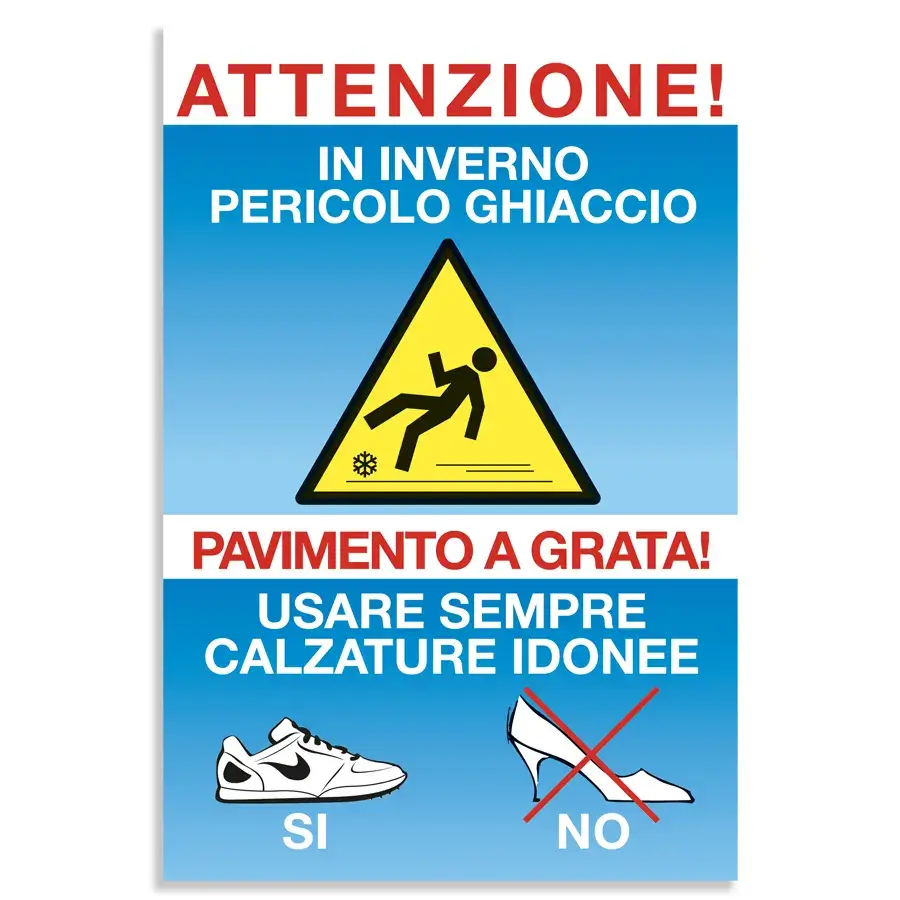 Cartello o adesivo per segnalare la possibile presenza di ghiaccio in inverno
