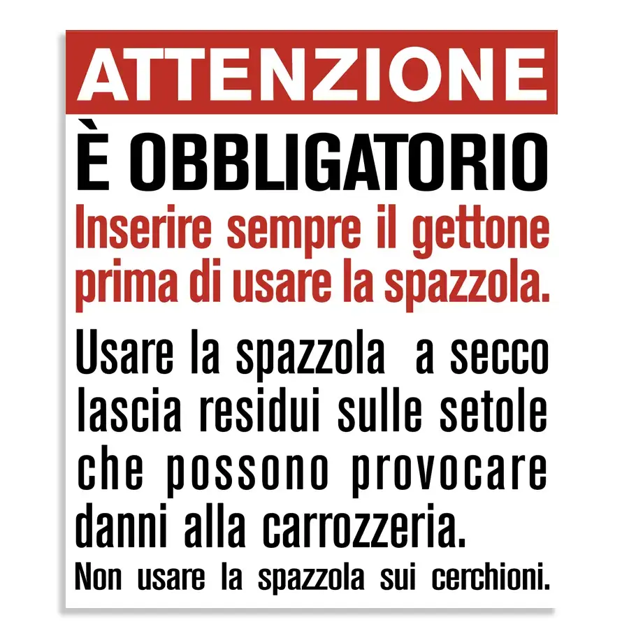 Obbligo inserimento gettone prima di utilizzare la spazzola