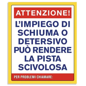 Adesivo o cartello che segnala la possibilità che la pista sia scivolosa