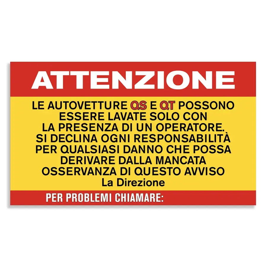 avvertenza per veicoli QS e QT