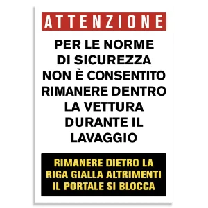 Divieto di permanenza in vettura nel lavaggio auto con portale