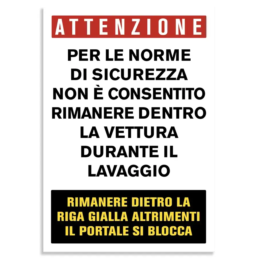 Divieto di permanenza in vettura nel lavaggio auto con portale
