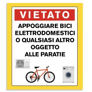 Adesivo o cartello che vieta l’appoggio di oggetti alle paratie della pista