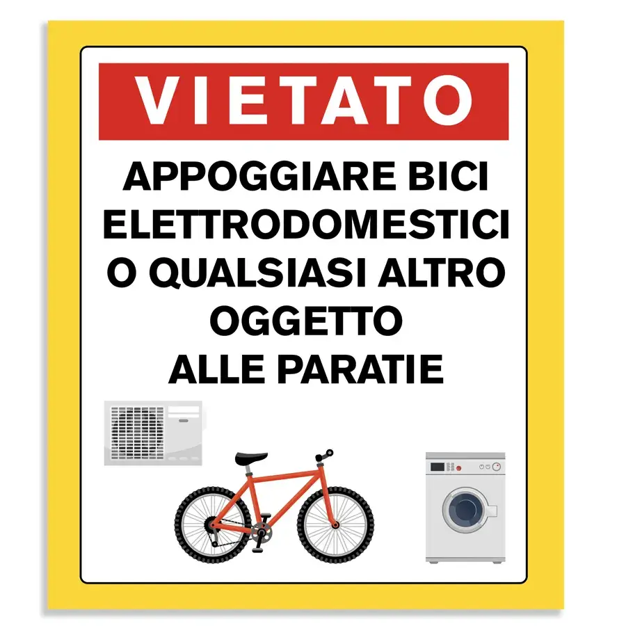 Adesivo o cartello che vieta l’appoggio di oggetti alle paratie della pista