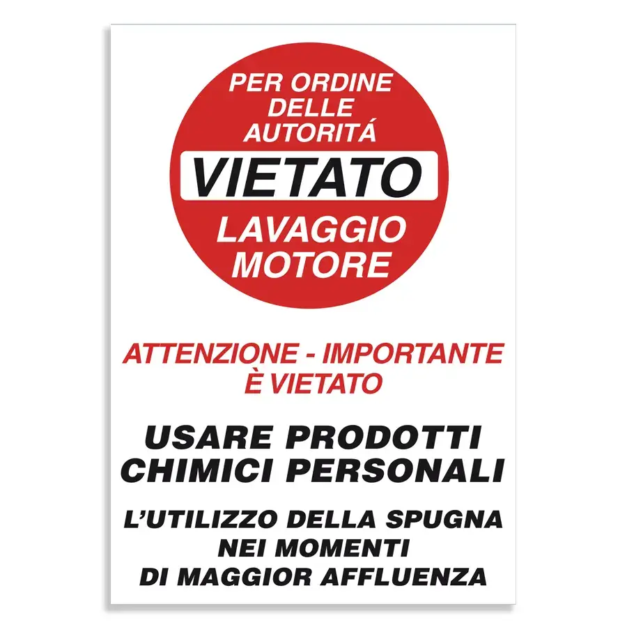Divieto di lavaggio del motore