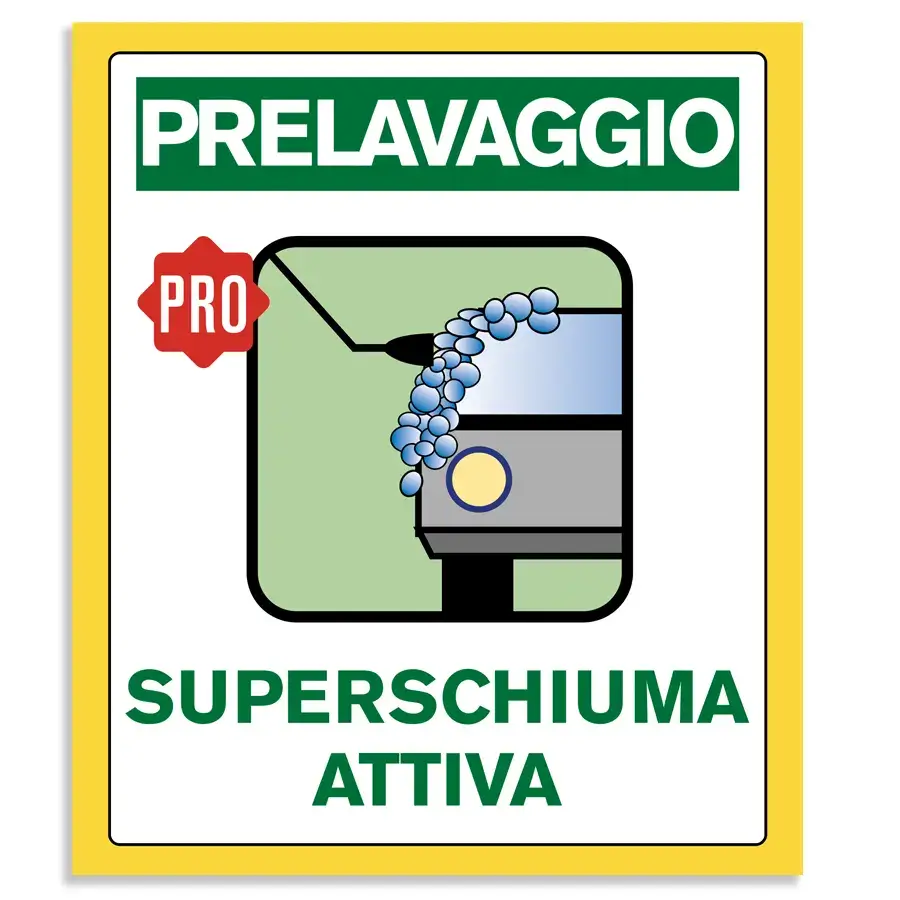 Adesivo o cartello che indica la funzione di prelavaggio nel portale