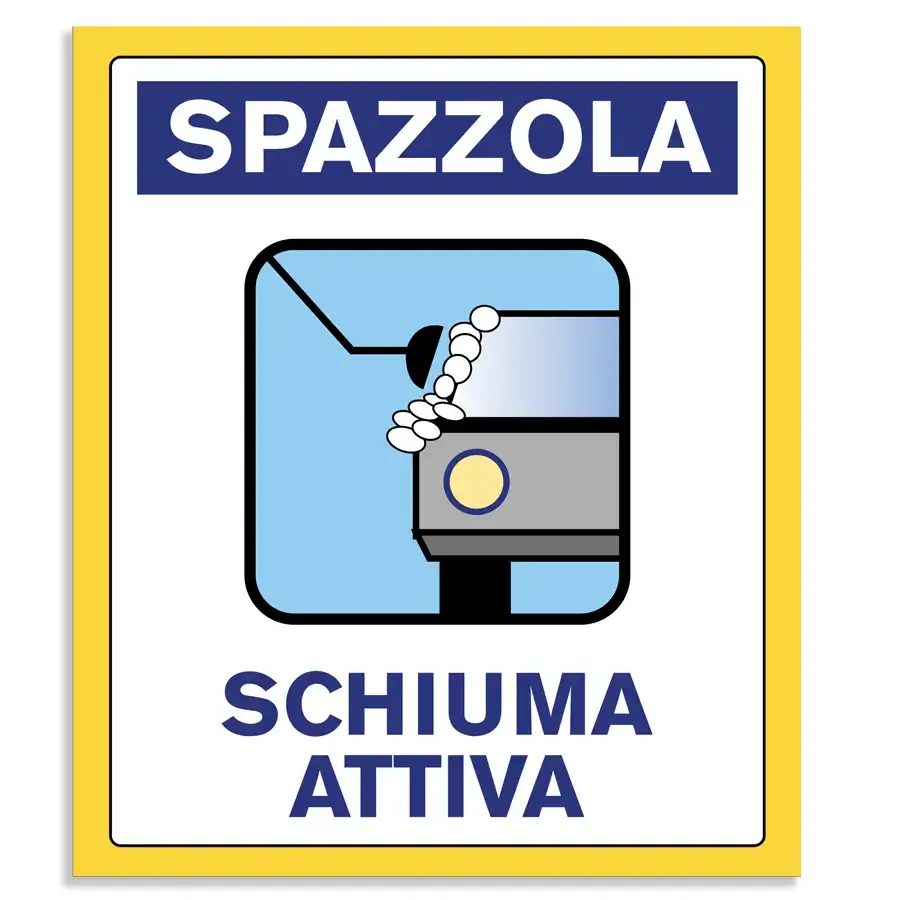 Cartello o adesivo per individuare la spazzola all’interno della pisat di autolavaggio