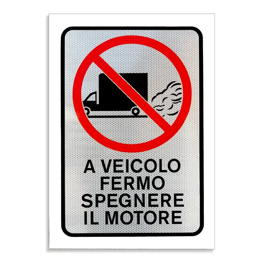 Cartello o adesivo per aree interne con fondo rifrangente a nido. Il soggetto può essere qualsiasi simbolo o scritta realizzabile con adesivo ad intaglio nero e/o rossod’api