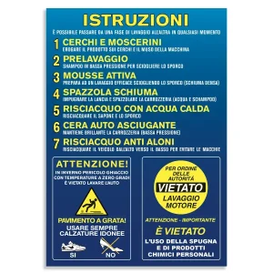 Istruzioni sui programmi di lavaggi disponibili sulla pista