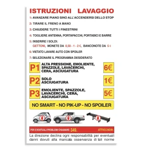 Istruzioni lavaggio auto tramite portale
