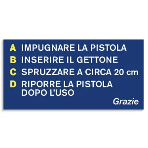Adesivo con istruzioni sul corretto uso dello spruzzatore