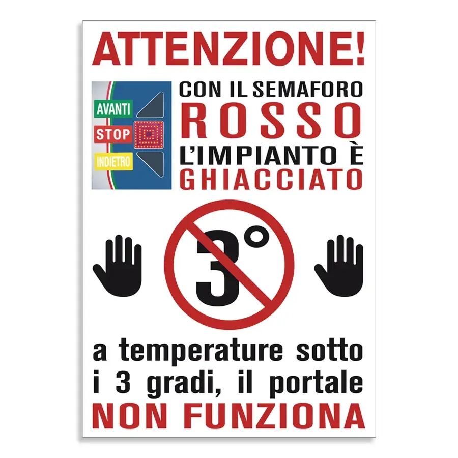 Adesivo o cartello in alluminio Attenzione Ghiaccio per portale - linea Canyon