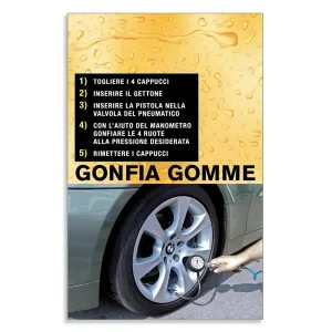 Adesivo o cartello in alluminio Istruzioni Gonfia Gomme - linea Delta